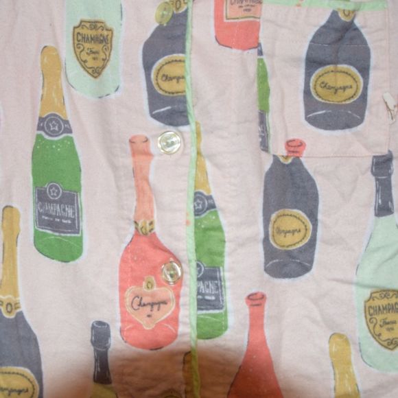 Munki Munki Champagne Bottles Flannel PJ Top - Picture 7 of 8